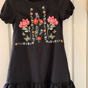 Pretty Boohoo Black & Floral Dress Ruffled Bottom